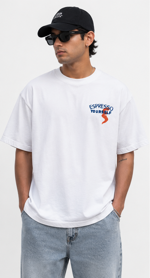 White Premium Oversized T-Shirt - Espresso