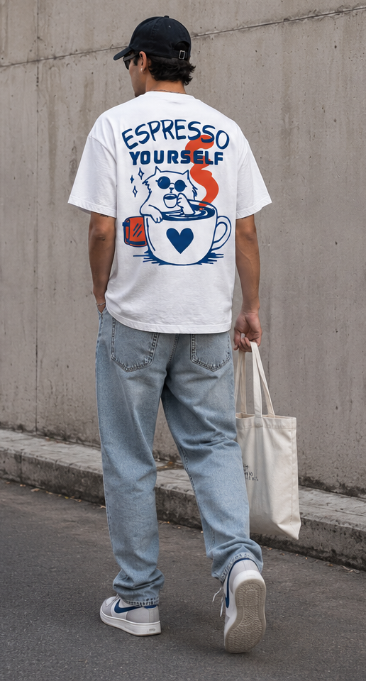 White Premium Oversized T-Shirt - Espresso