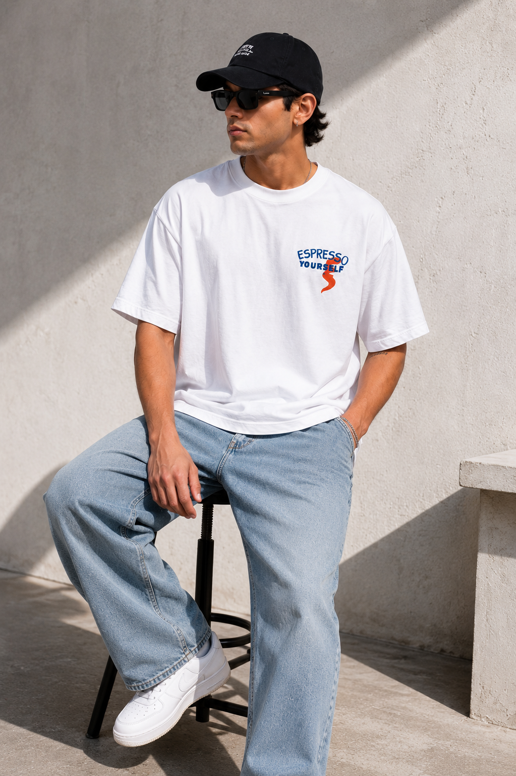 White Premium Oversized T-Shirt - Espresso