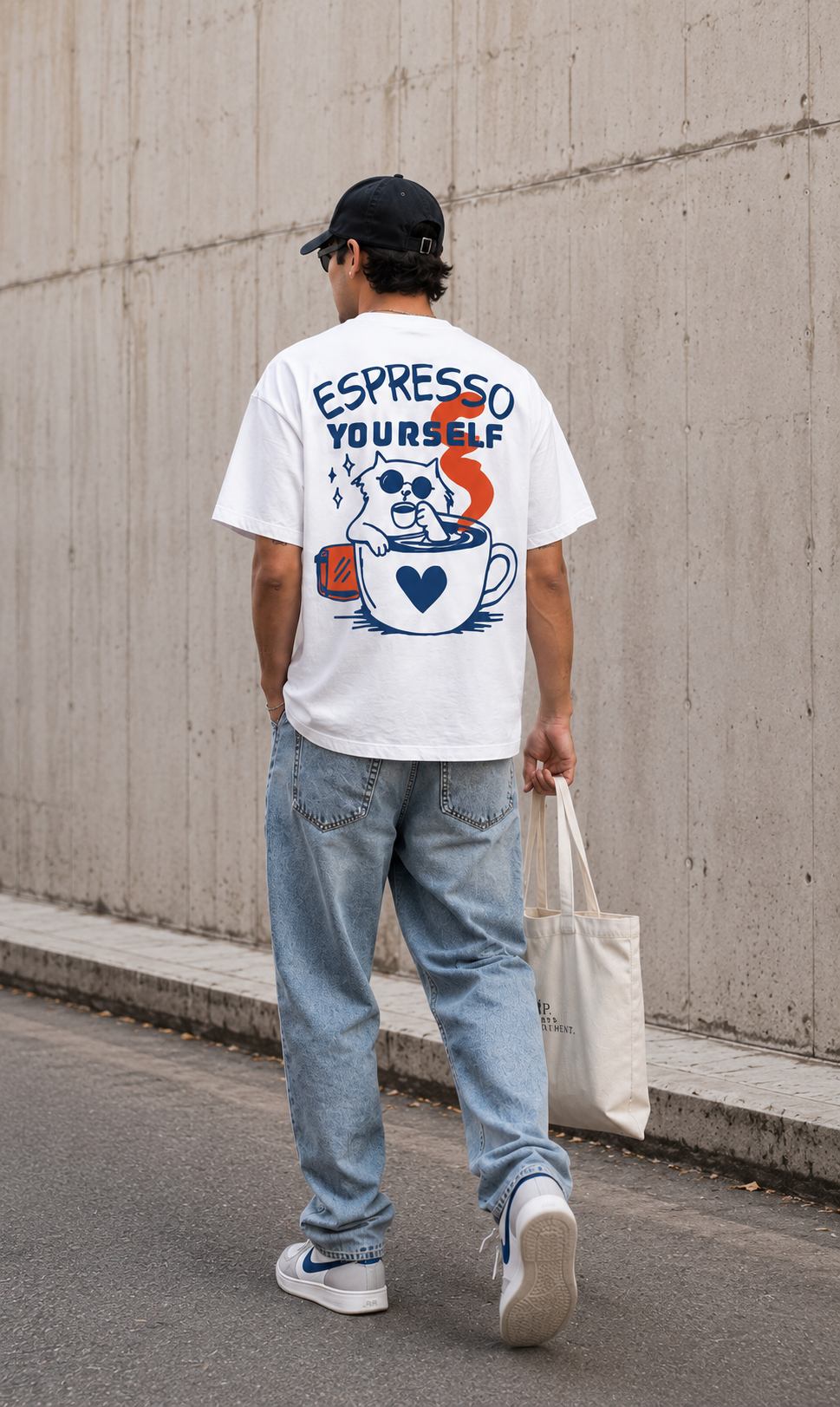 White Premium Oversized T-Shirt - Espresso