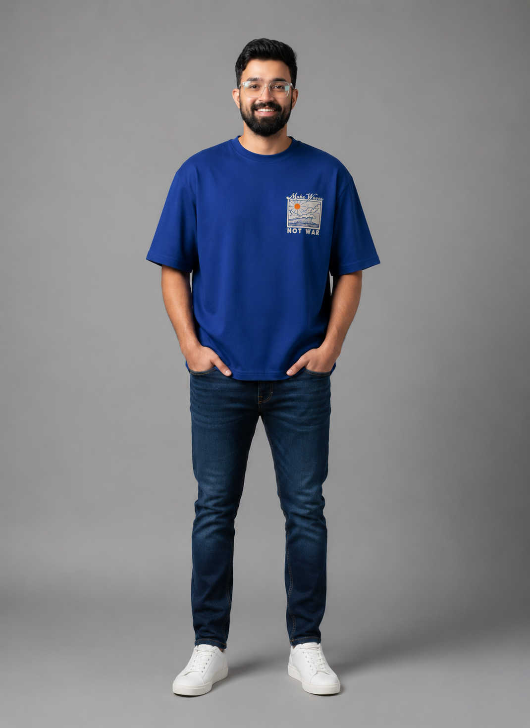 Royal Blue Premium Oversized T-Shirt - Make Waves