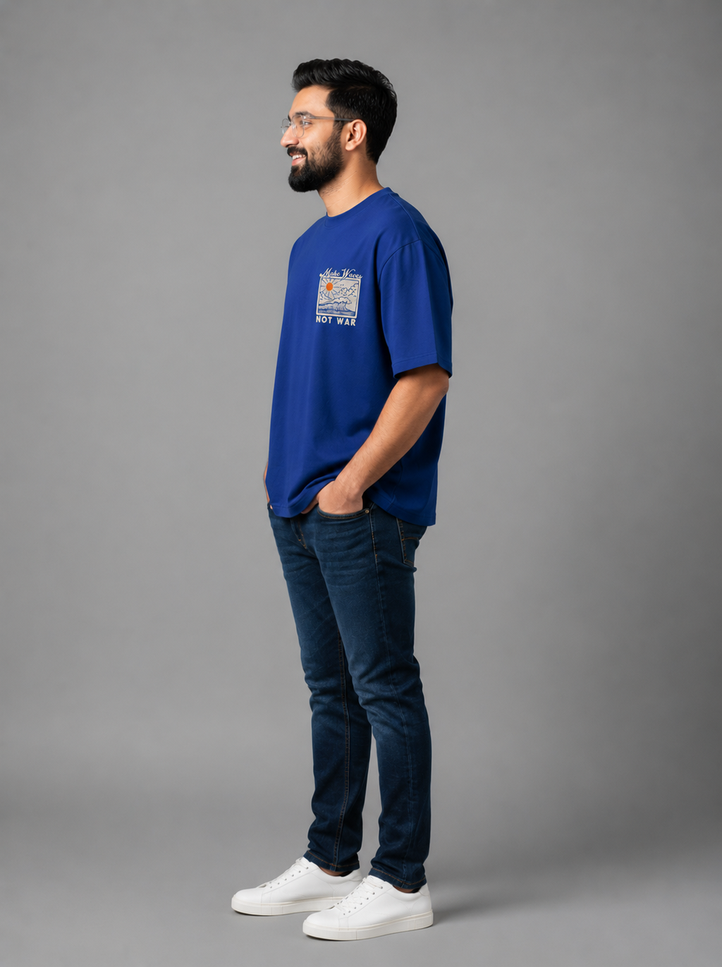 Royal Blue Premium Oversized T-Shirt - Make Waves