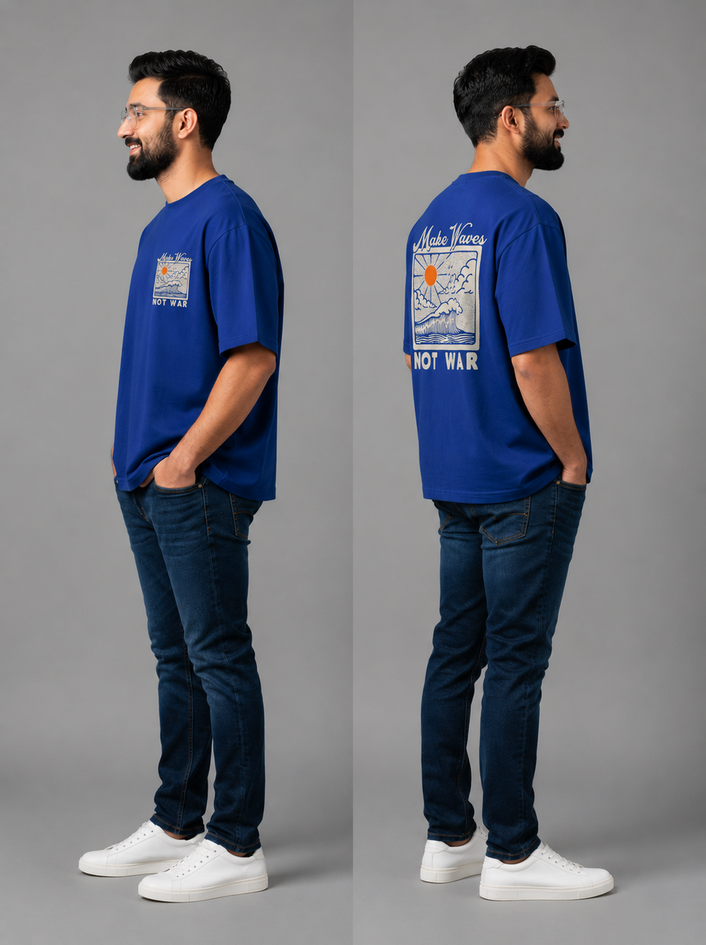 Royal Blue Premium Oversized T-Shirt - Make Waves