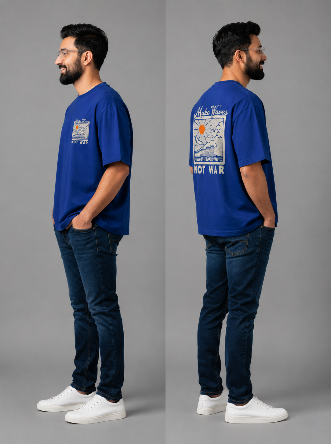 Royal Blue Premium Oversized T-Shirt - Make Waves