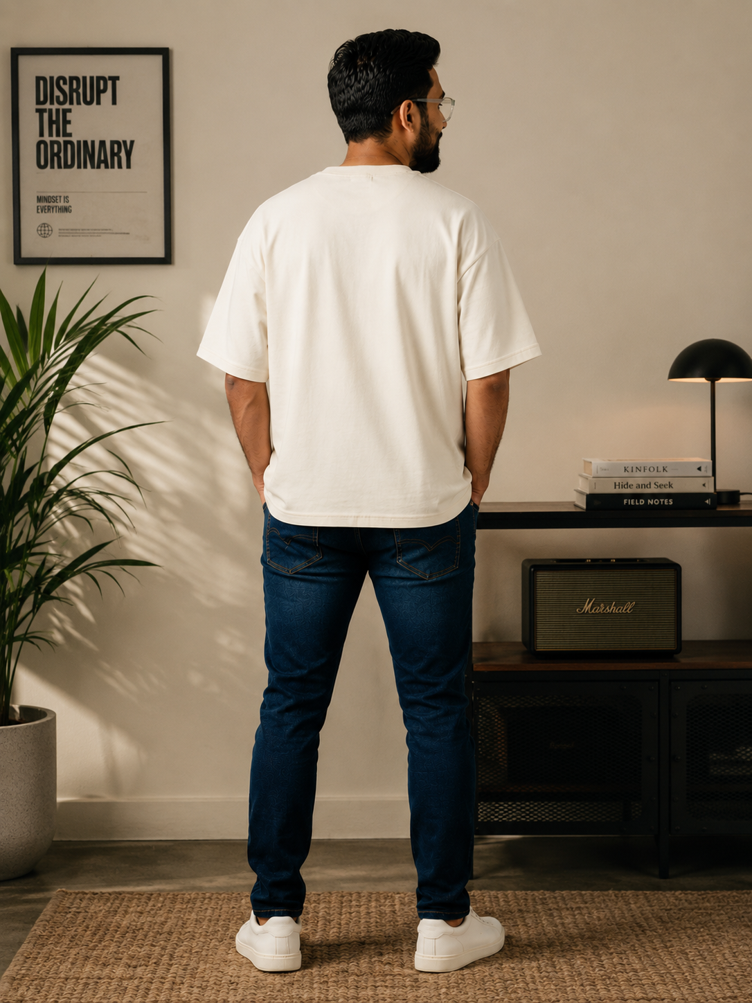 Off-white Premium Oversized T-Shirt - Stop Worrying