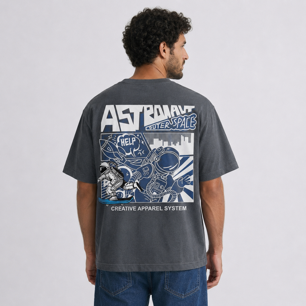 Grey Premium Oversized T-Shirt - Astronaut