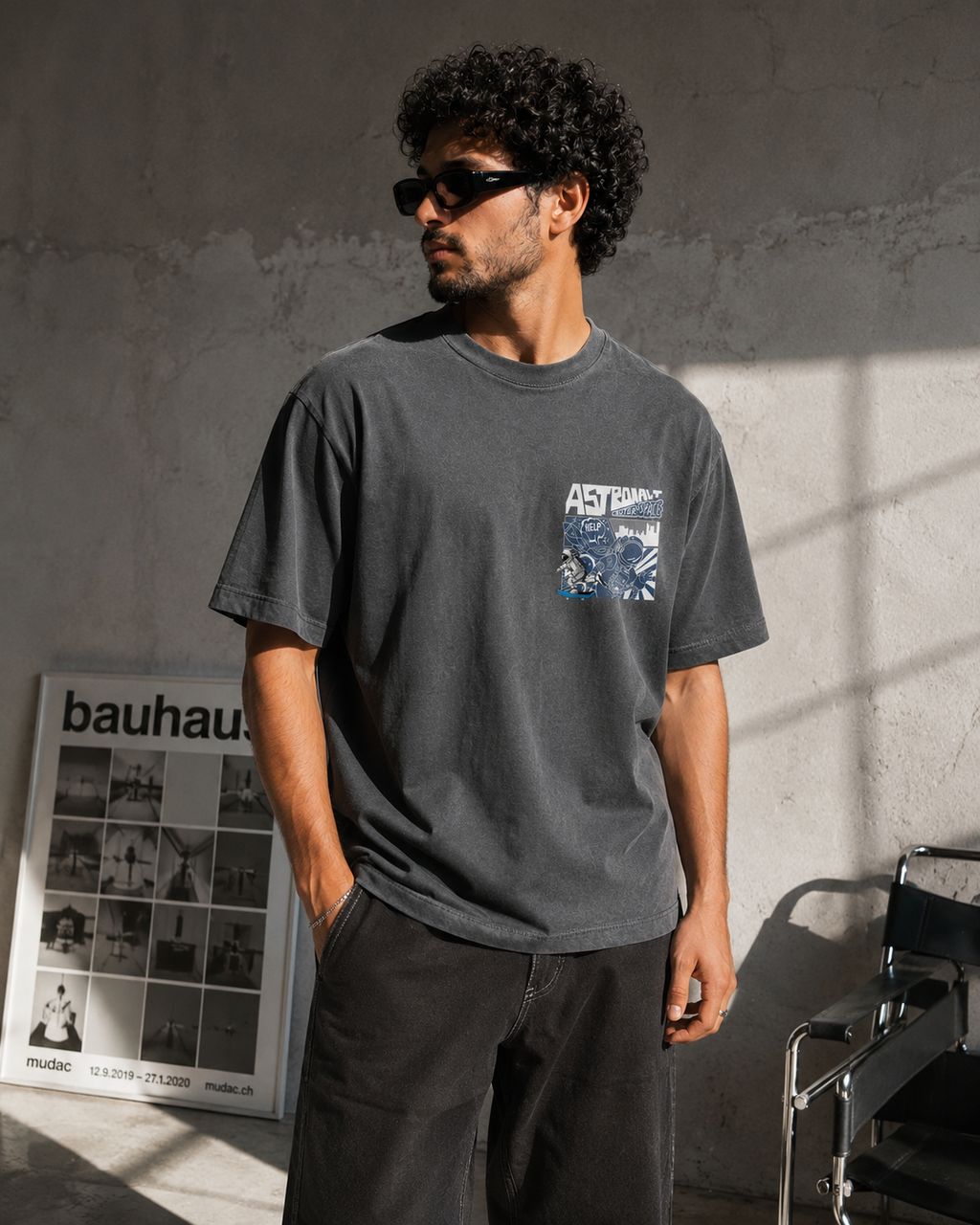Grey Premium Oversized T-Shirt - Astronaut