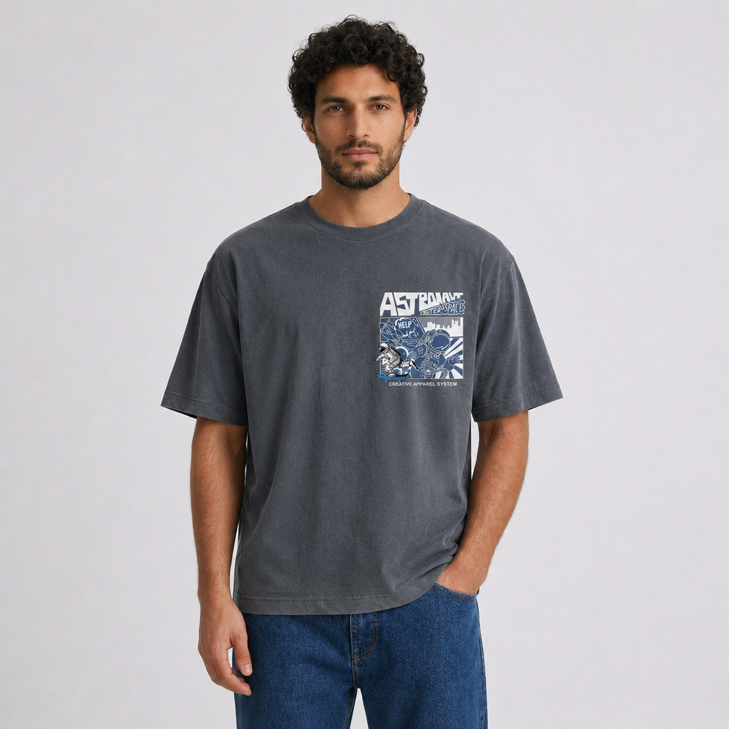 Grey Premium Oversized T-Shirt - Astronaut