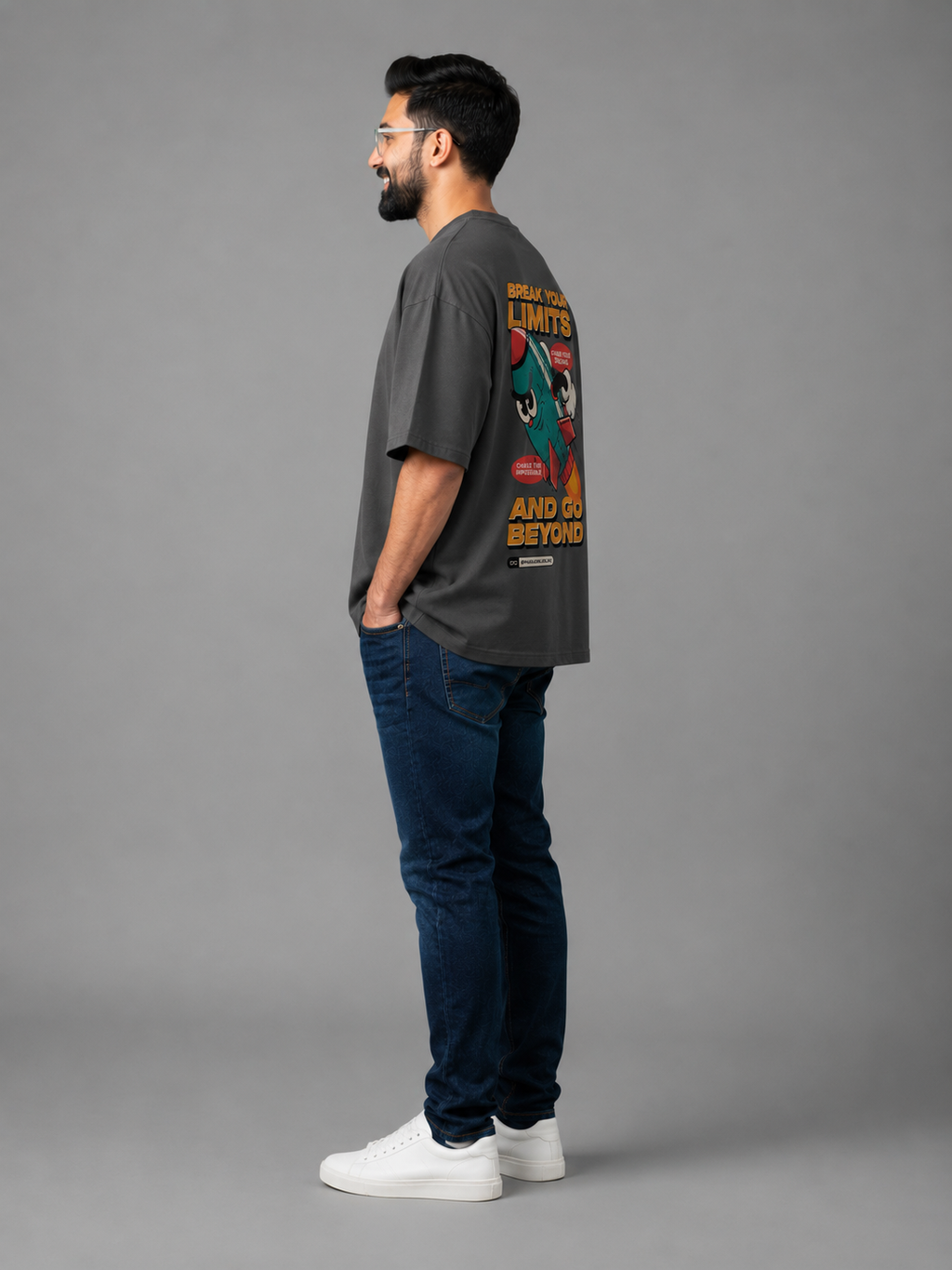 Grey Premium Oversized T-Shirt - break your limits