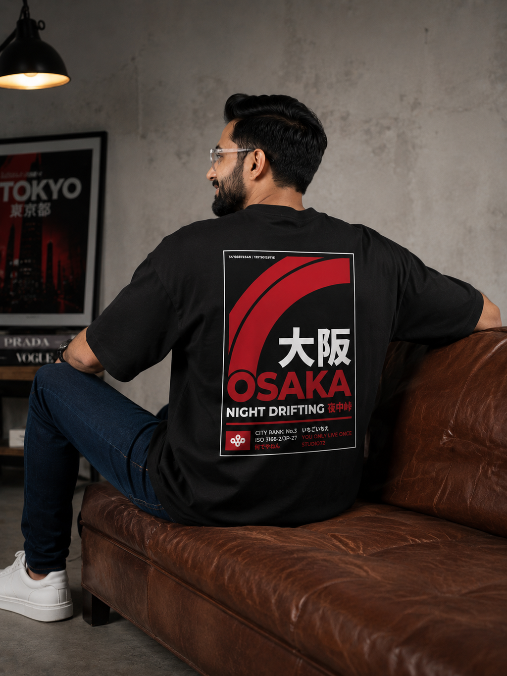 Black Premium Oversized T-Shirt - Osaka