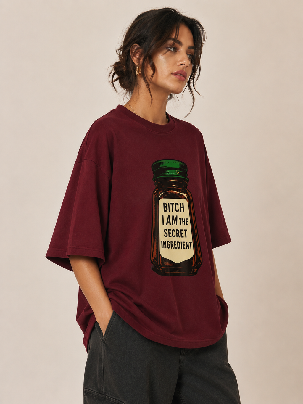 Maroon Premium Oversized T-Shirt - I'm the secret