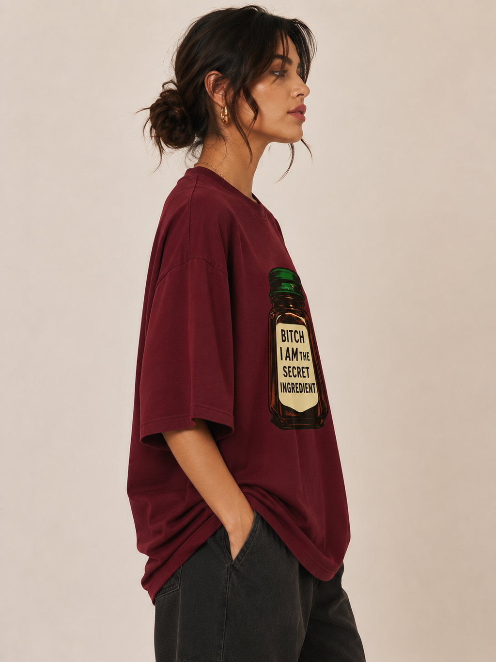 Maroon Premium Oversized T-Shirt - I'm the secret