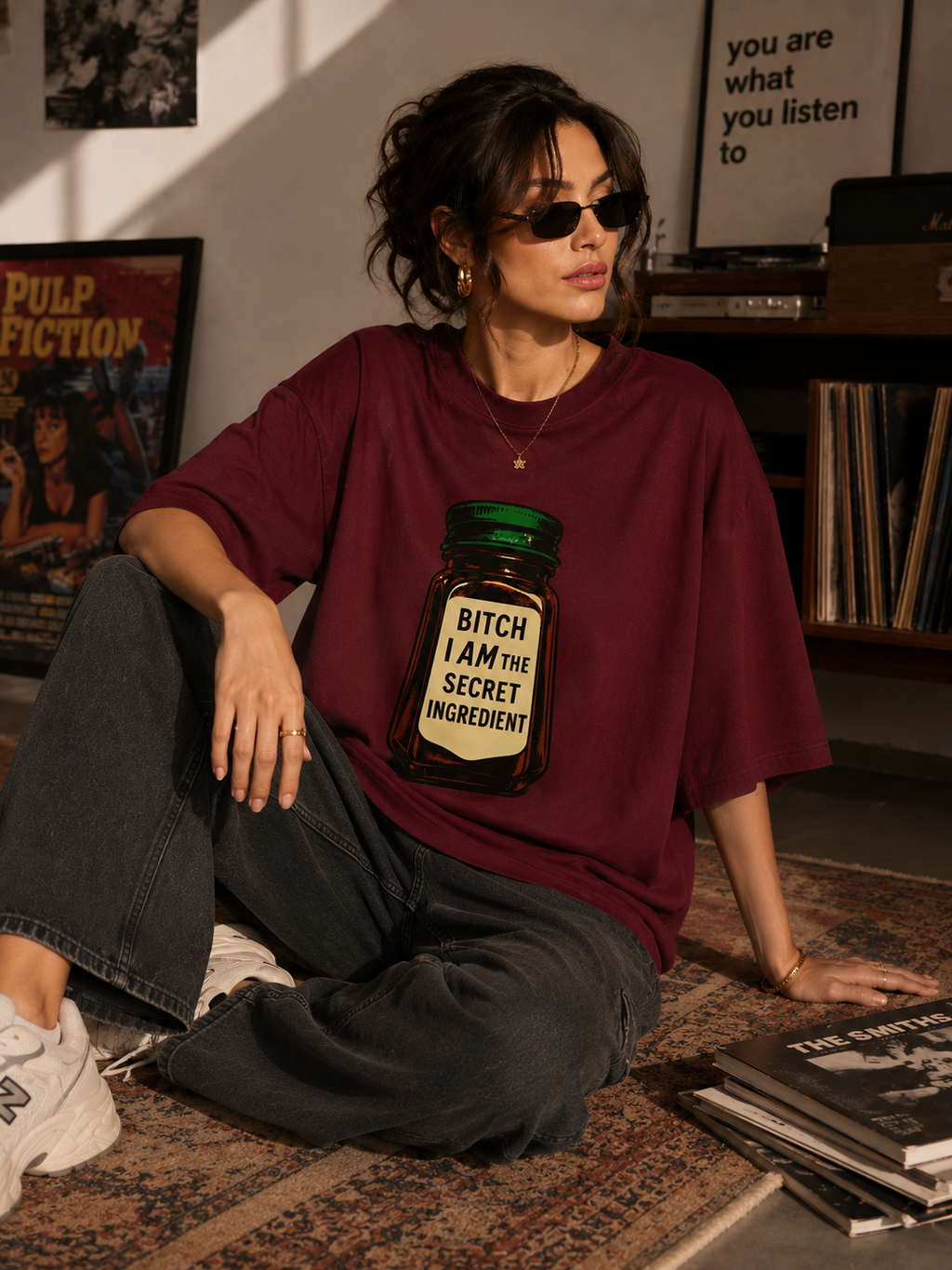Maroon Premium Oversized T-Shirt - I'm the secret