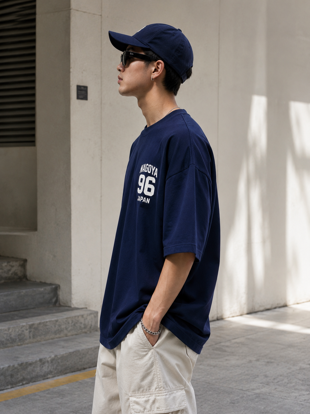 Navy Blue Premium Oversized T-Shirt - Nagoya