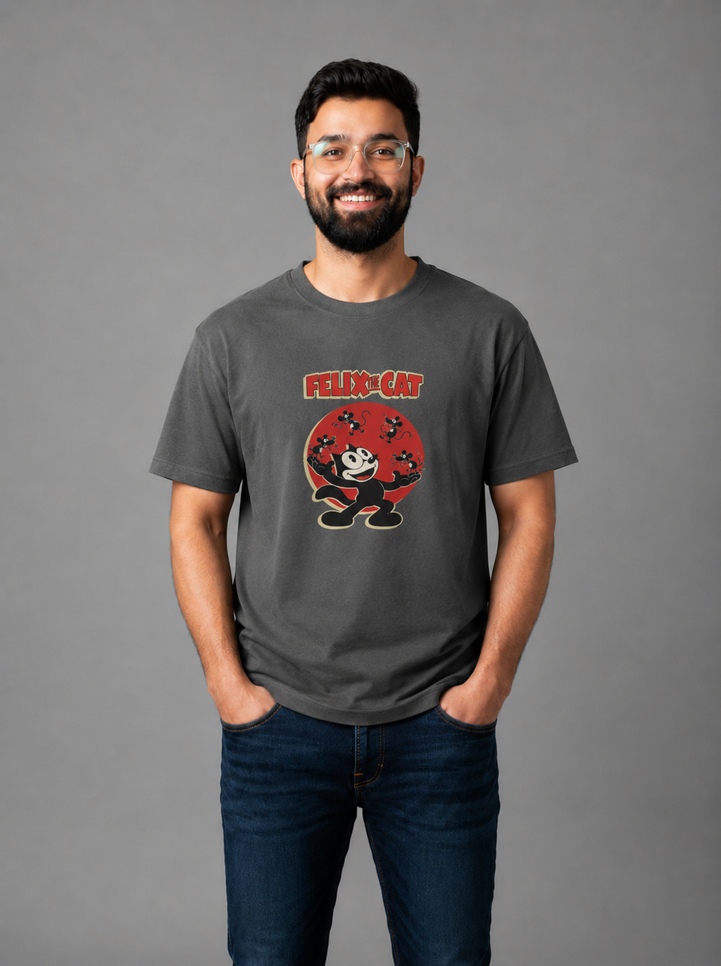 Grey Premium Oversized T-Shirt - Felix The Cat