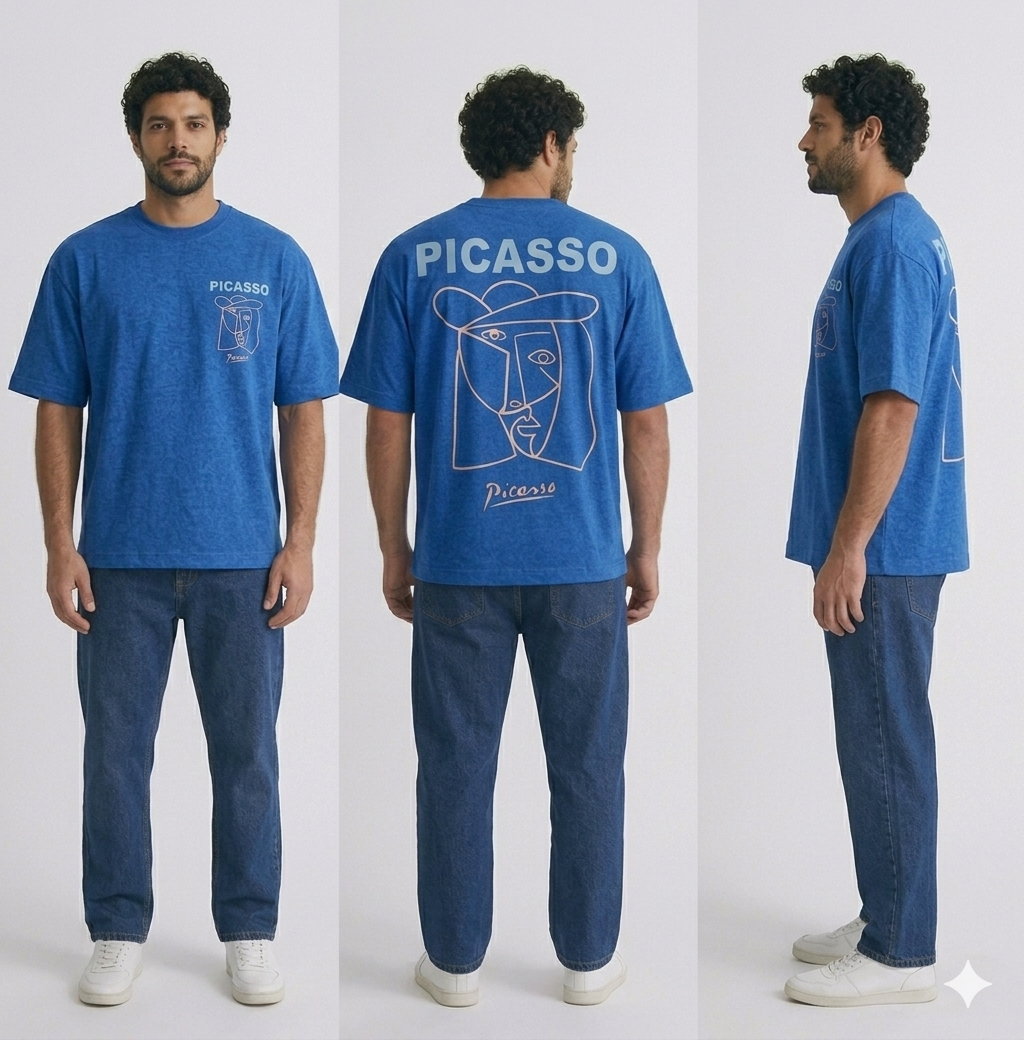 Blue Premium Oversized T-Shirt - Picasso