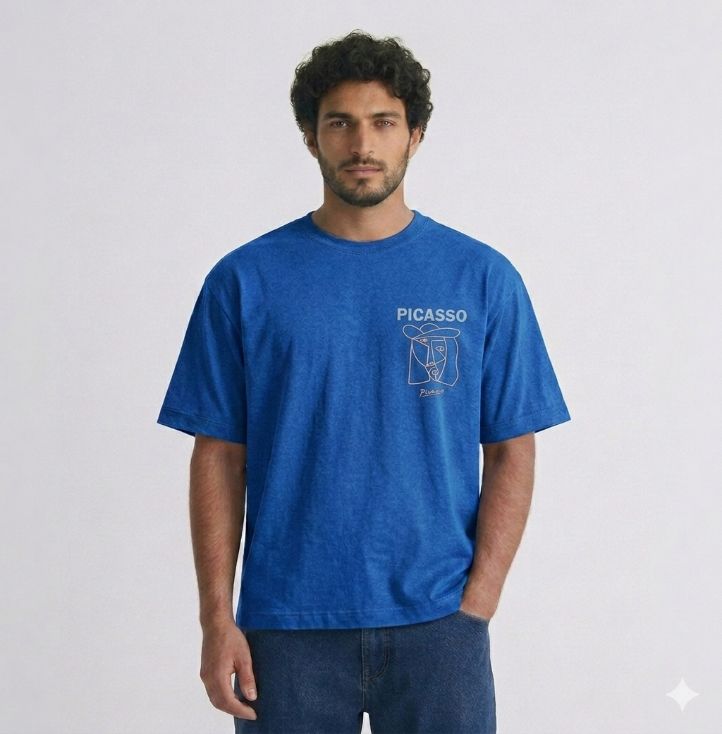 Blue Premium Oversized T-Shirt - Picasso