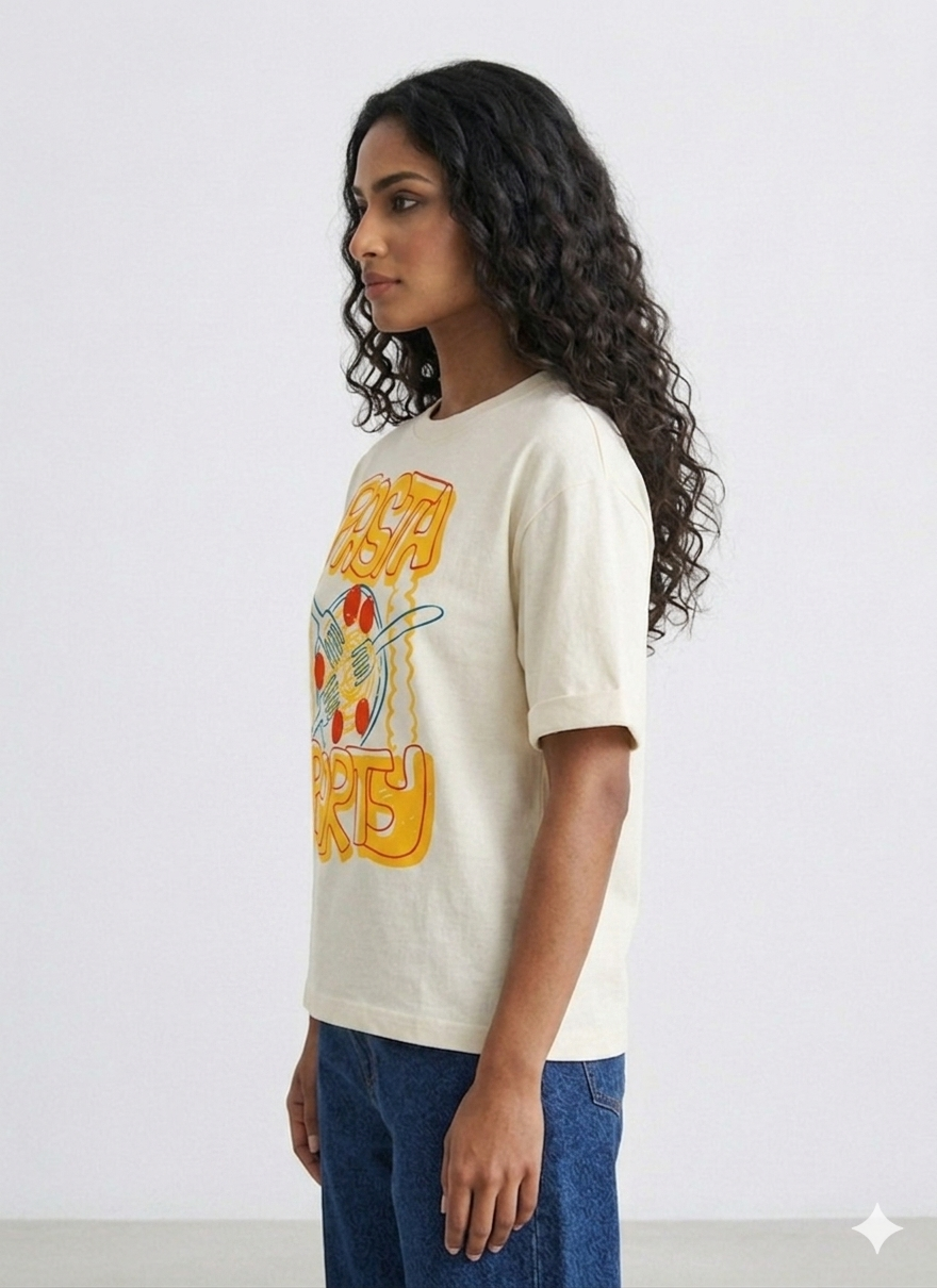 Off-White Premium Oversized T-Shirt - Pasta Party