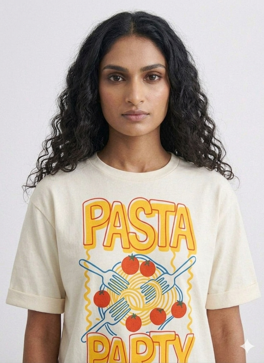 Off-White Premium Oversized T-Shirt - Pasta Party