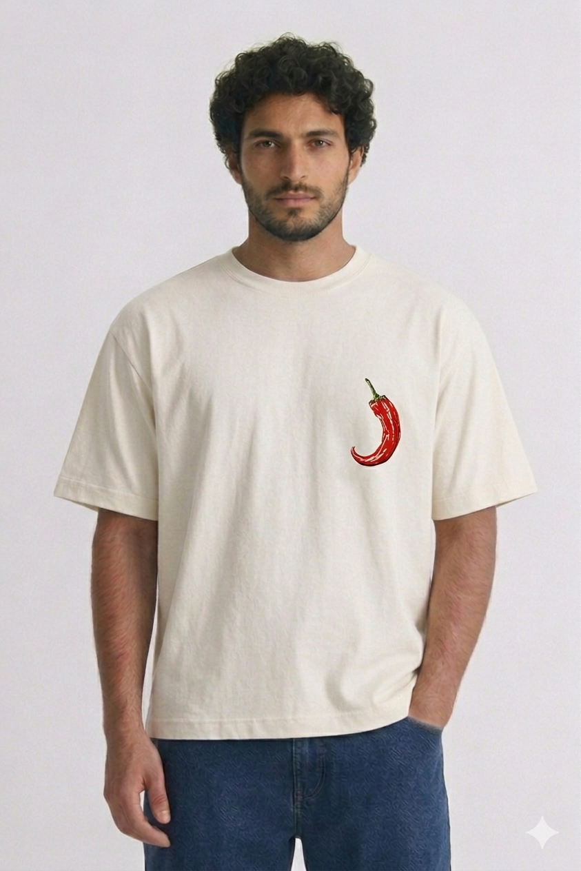 Off-White Premium Oversized T-Shirt - Chilli