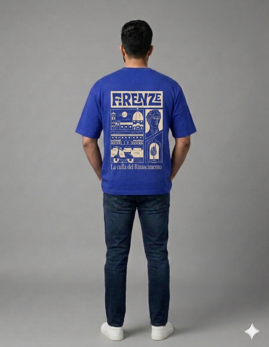 Royal Blue Premium Oversized T-Shirt - Firenze