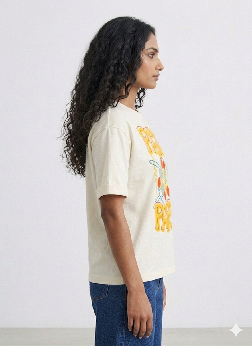 Off-White Premium Oversized T-Shirt - Pasta Party